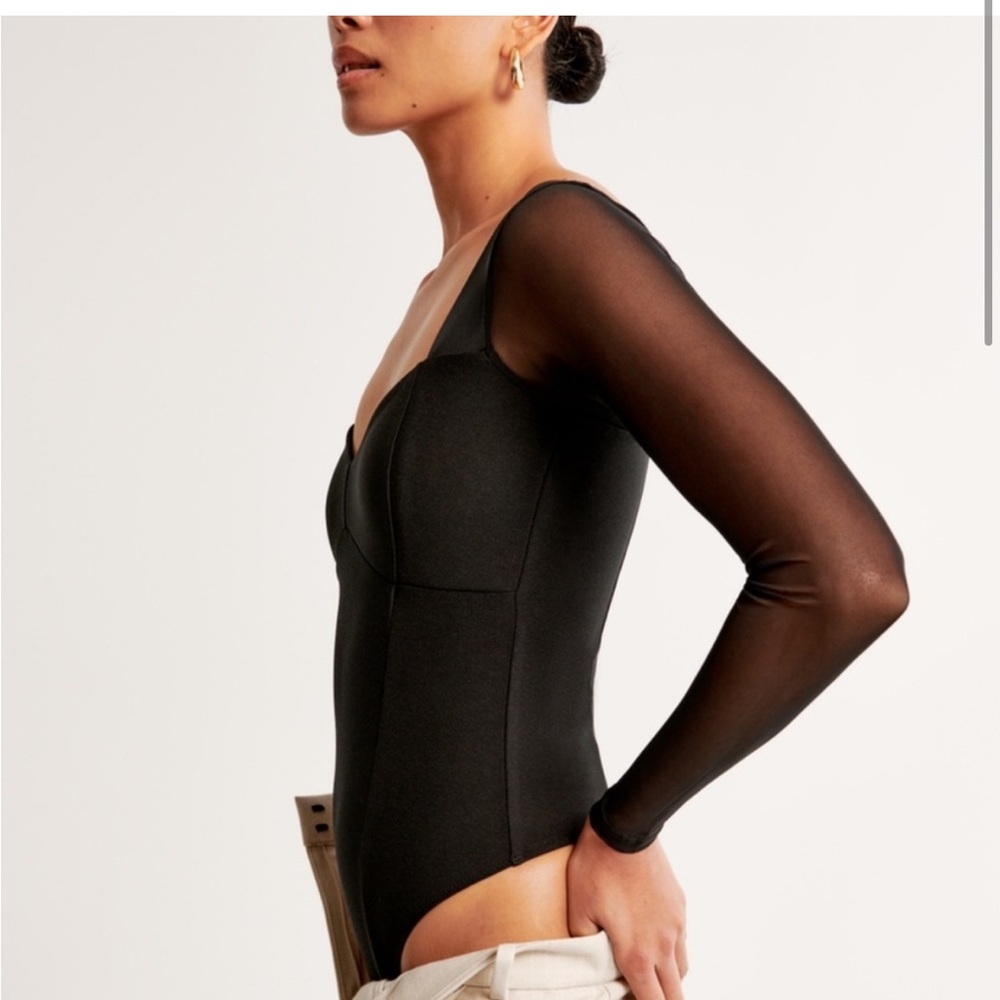 Abercrombie & Fitch Black Mesh Sleeve Bodysuit Size M - Picture 3 of 8